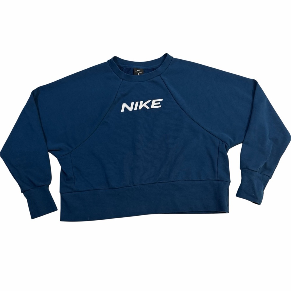 Nike Women's Swoosh Crew Fleece Sweatshirt Navy White CQ9305-432 Large
